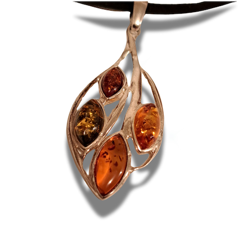 HW-4033 Pendant, Leaf Shape, 4 Mixed Colors $33 at Hunter Wolff Gallery